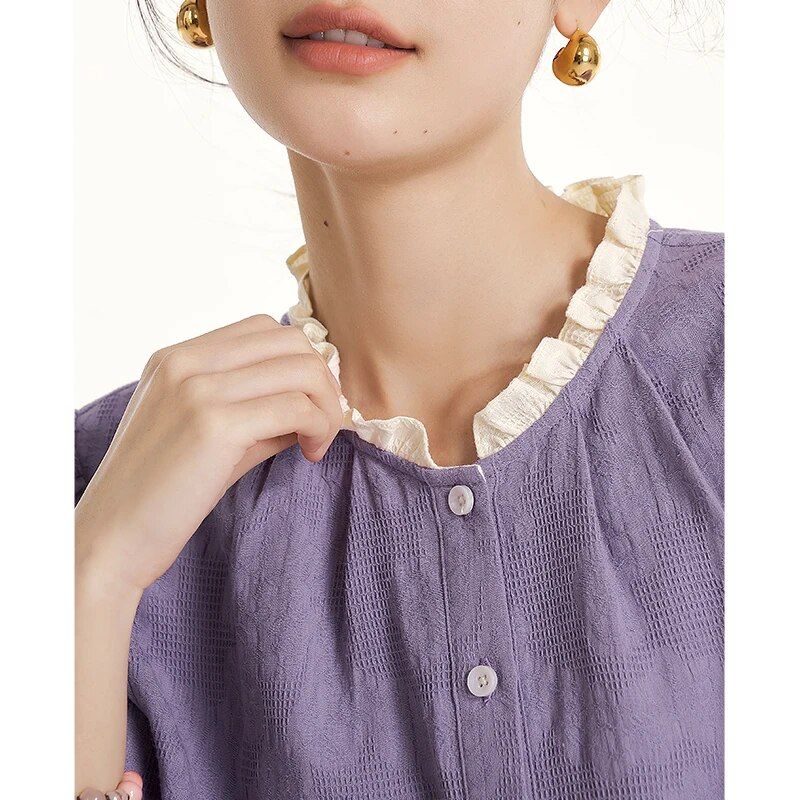 puff sleeve lace blouse, view 4 - MRSLM
