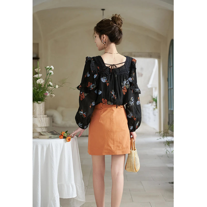 Embroidered dandelion blouse, view 8 - MRSLM