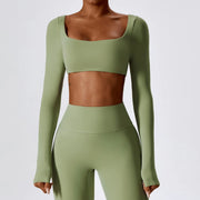 long sleeve crop top yoga shirt, view 2 - MRSLM