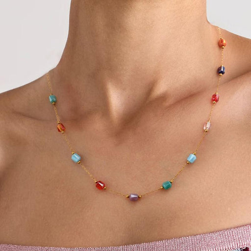 gold plated mixed glass necklace - MRSLM