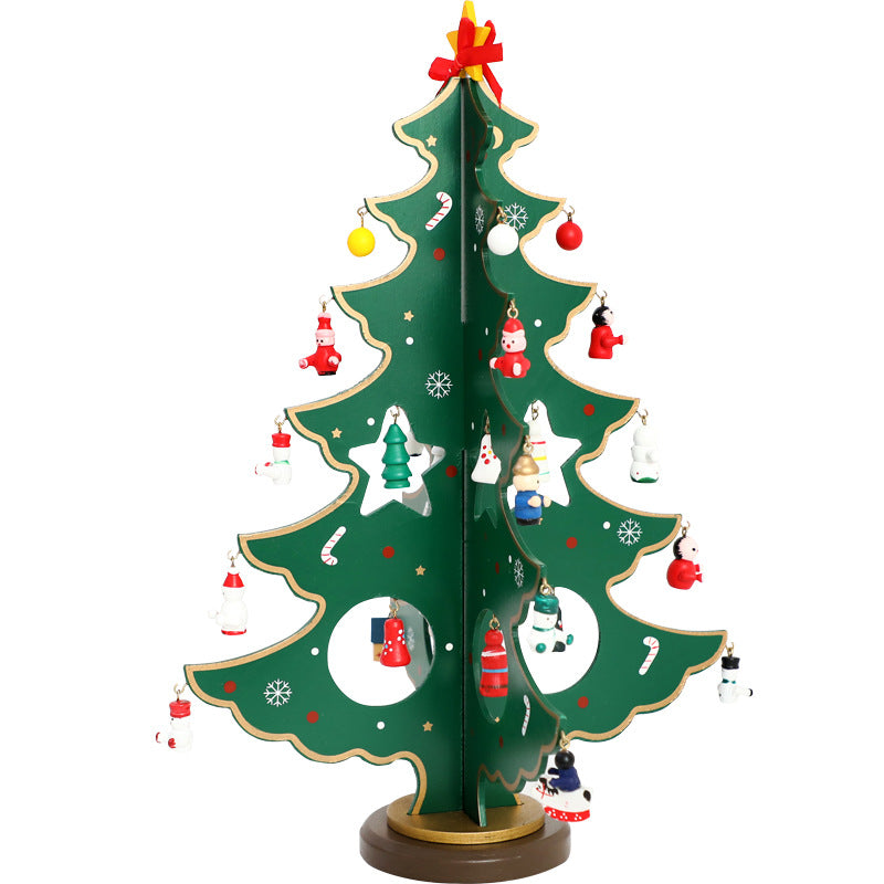 Hand-Painted Wooden Tabletop Christmas Tree, 36 cm
