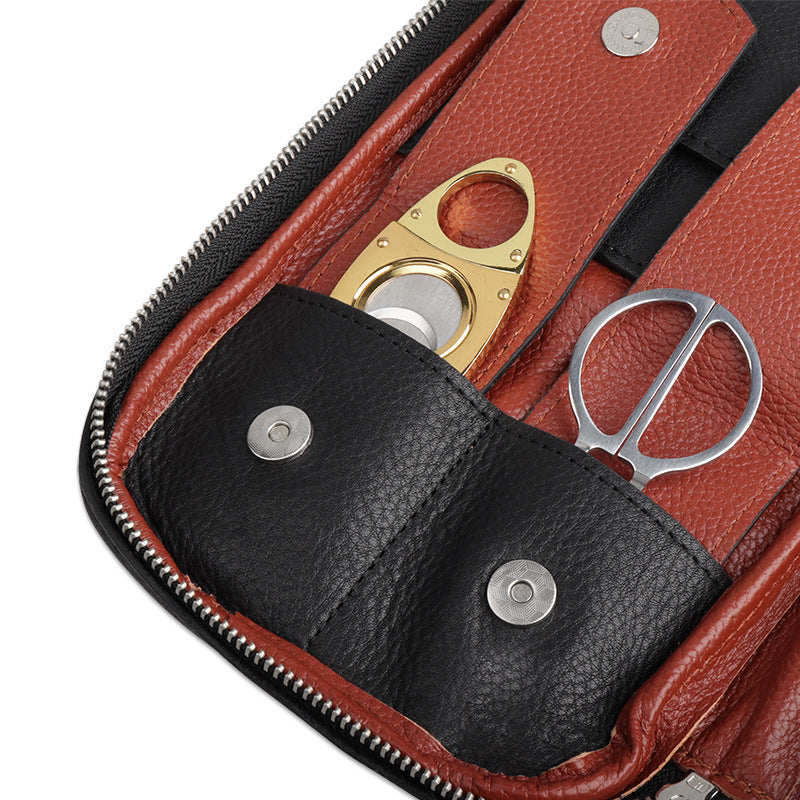 Leather cigar bag travel case, view 3 - MRSLM