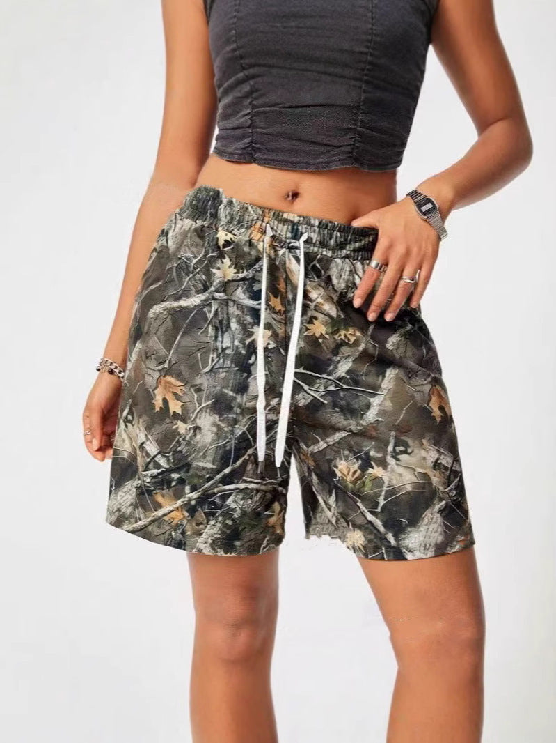 loose drawstring camouflage print shorts, view 6 - MRSLM