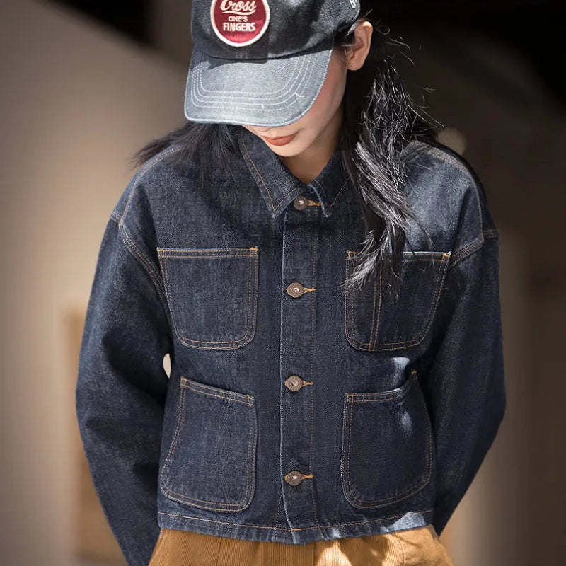 dark blue vintage denim jacket, view 2 - MRSLM