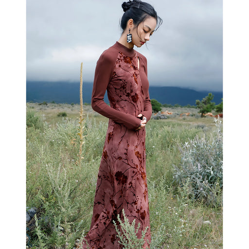 elegant autumn tie-dye knitted dress, view 2 - MRSLM