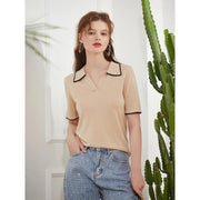 women's silk-blend knitted t-shirt, view 4 - MRSLM