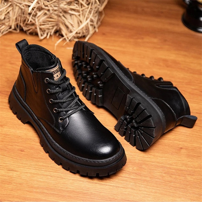 men's vintage leather ankle boots, view 3 - MRSLM