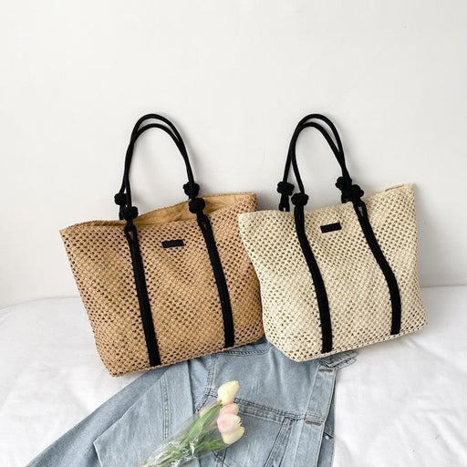 large capacity straw beach tote - MRSLM