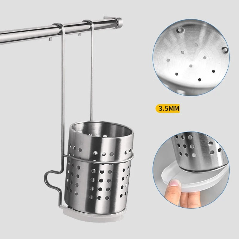 stainless steel kitchen wall rack with hooks, view 5 - MRSLM