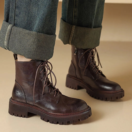 high heeled lace-up ankle boots for women - MRSLM