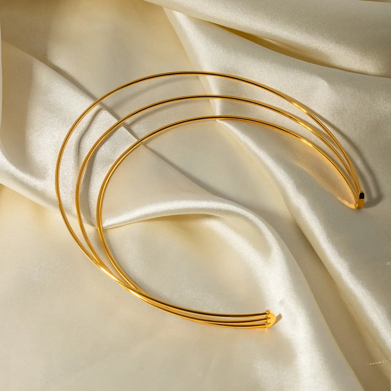 Gold three-layer necklace, view 5 - MRSLM