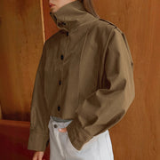 khaki lapel single-breasted coat, view 2 - MRSLM