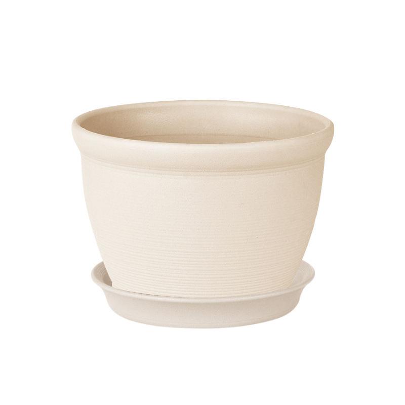 Round indoor plant pot with tray, view 3 - MRSLM