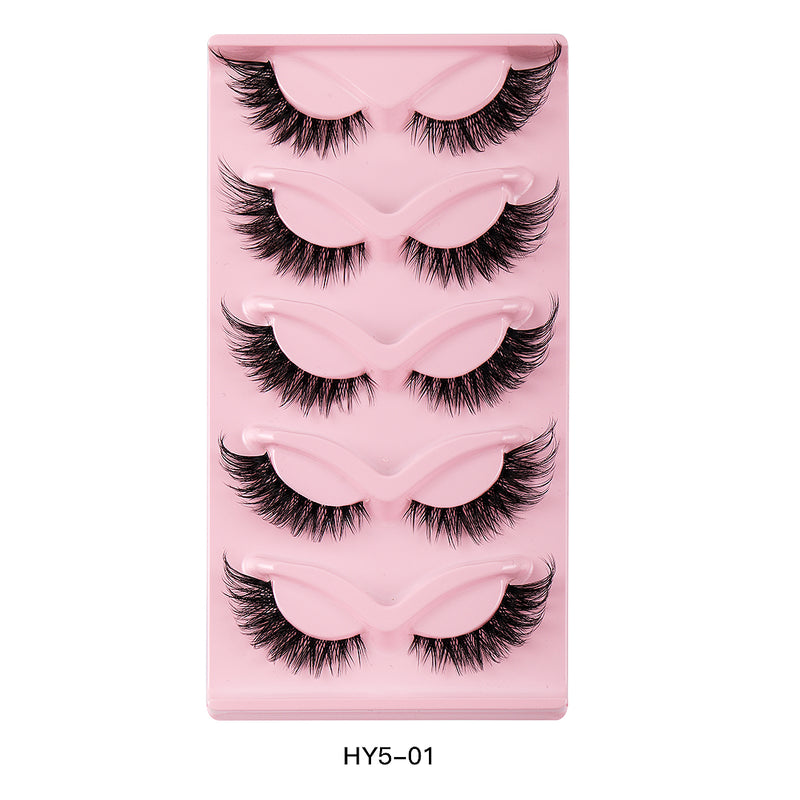 5 pair 3D cat eye fox eye lashes, view 2 - MRSLM
