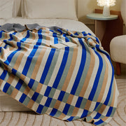 Colorful stripe plaid cotton blanket, view 3 - MRSLM