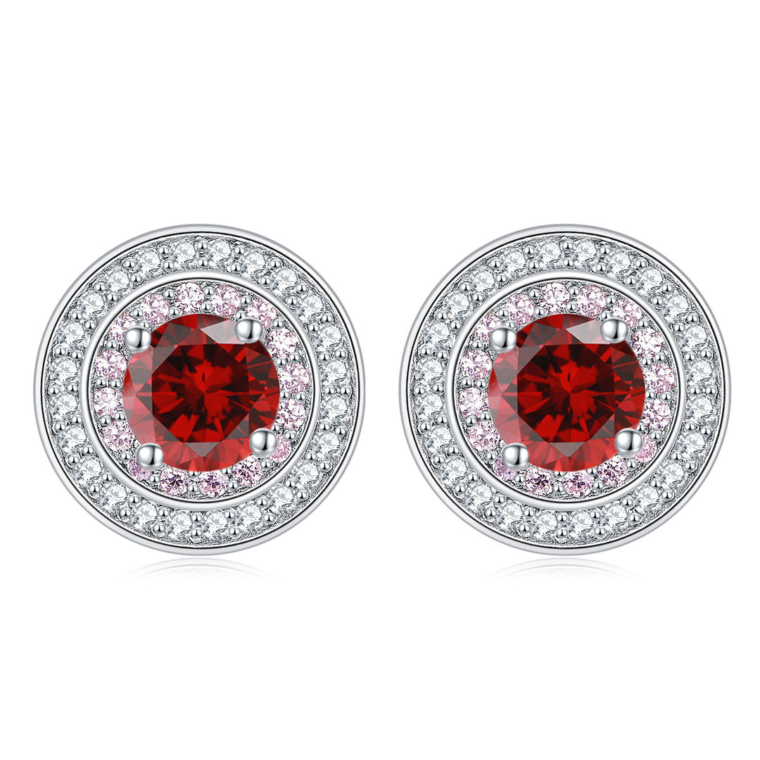 Sterling Silver Round Micro Set Zircon Earrings