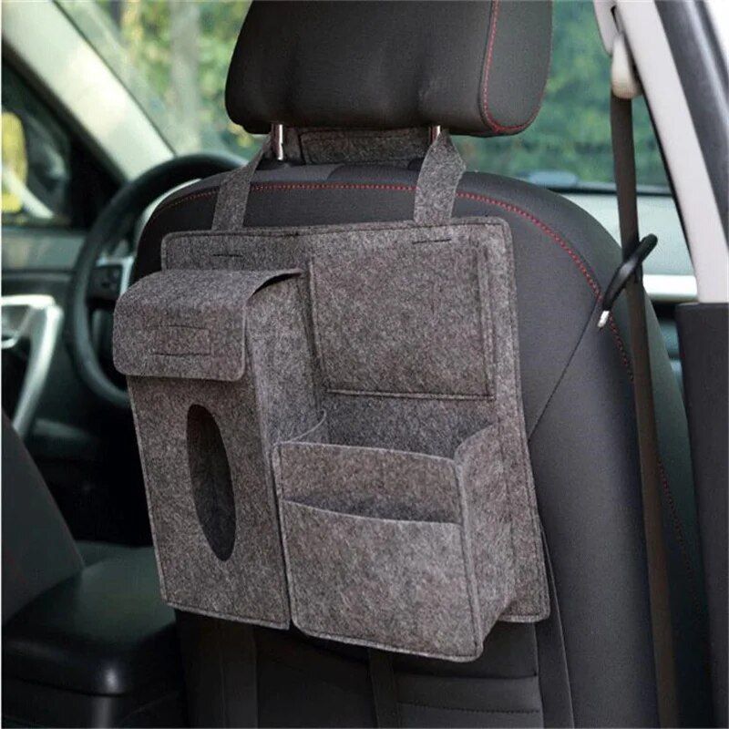 multi-function felt car seat back organizer, view 4 - MRSLM
