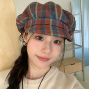 retro plaid beret, view 8 - MRSLM