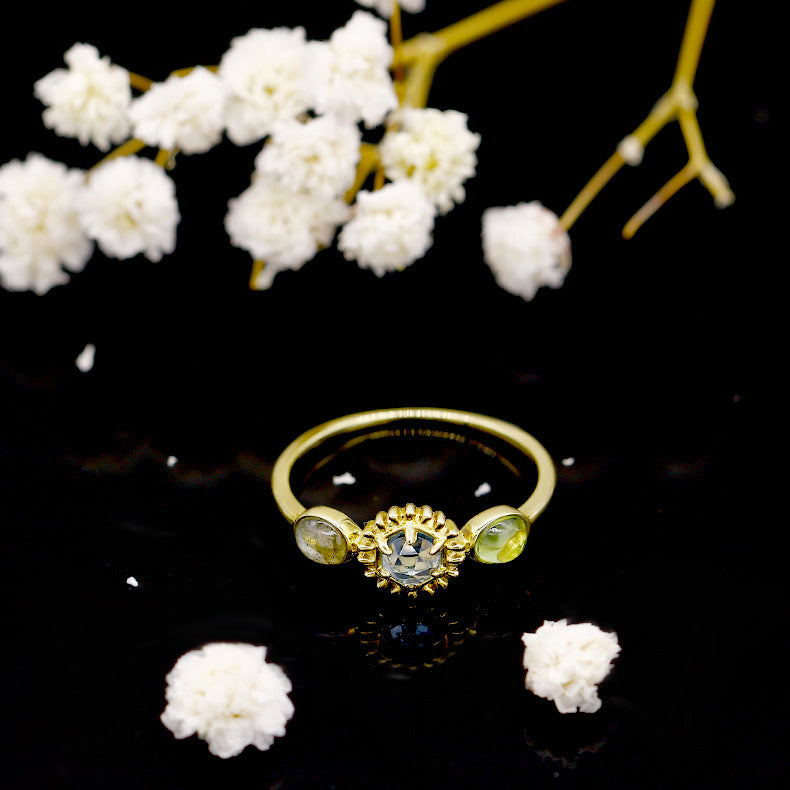 topaz peridot s925 silver gold-plated ring, view 5 - MRSLM