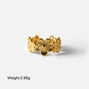 adjustable gold flower ring, view 2 - MRSLM