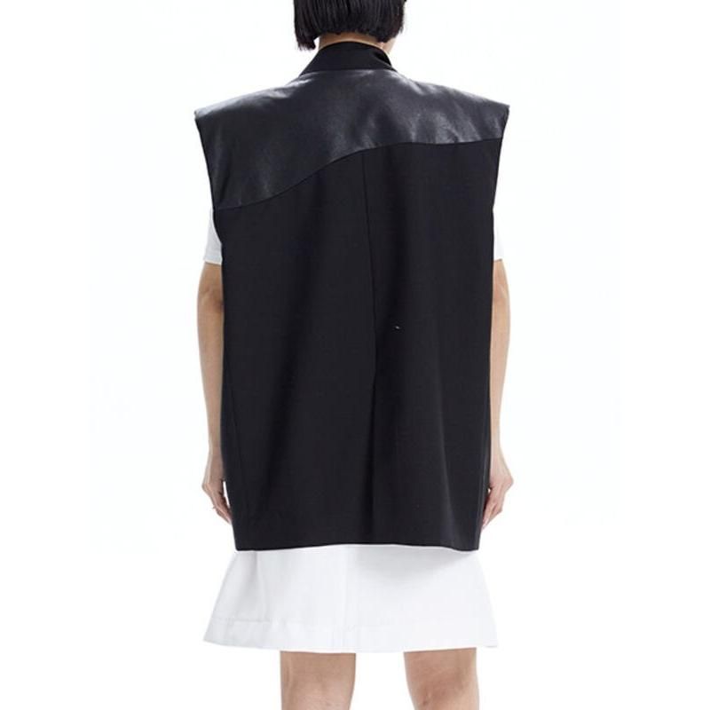 pu leather patchwork waistcoat, view 5 - MRSLM