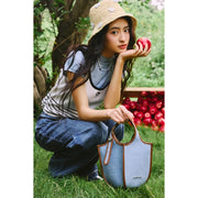 denim bucket crossbody bag, view 6 - MRSLM