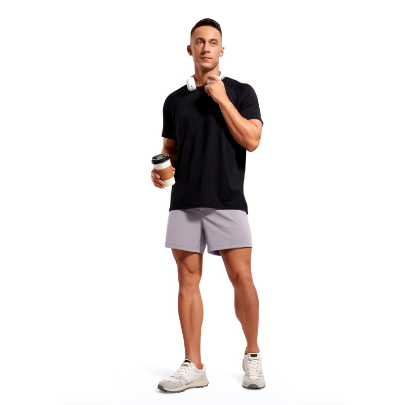 men's 5 inch four-way stretch workout shorts, view 9 - MRSLM