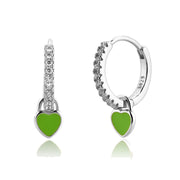 s925 silver epoxy heart ear hook earrings, view 7 - MRSLM