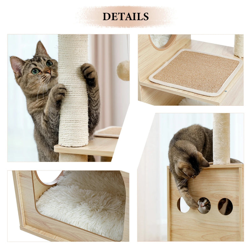 wooden cat tree with sisal posts, view 5 - MRSLM