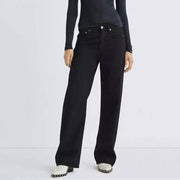womens elegant black straight jeans - MRSLM