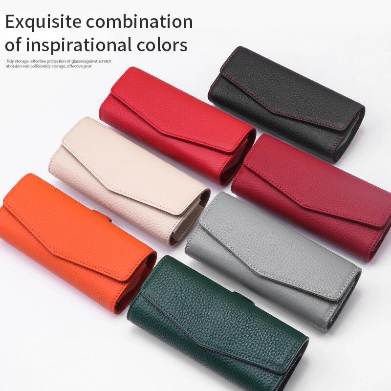 cowhide leather sunglasses case for car visor, view 13 - MRSLM
