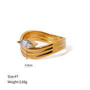 Stainless steel geometric closed ring with rhinestone, view 2 - MRSLM