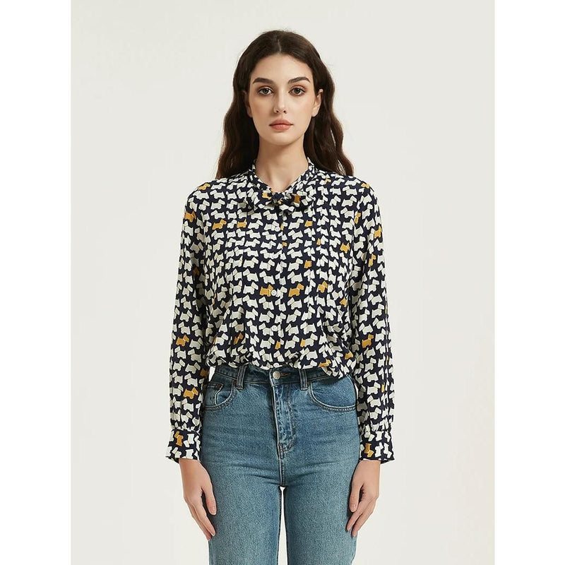 Elegant Mulberry Silk Crepe De Chine Blouse