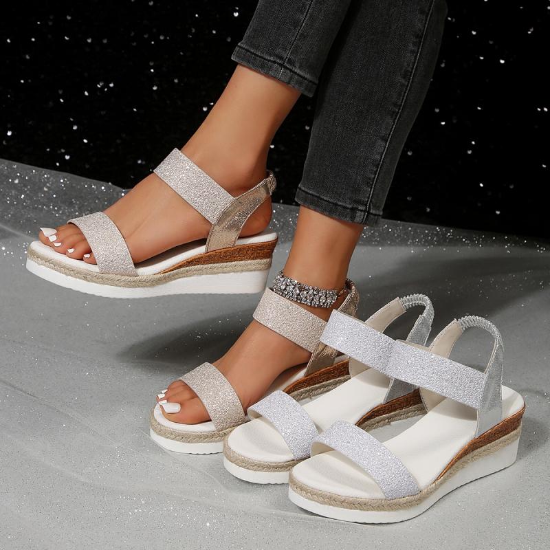 glitter wedge sandals, view 7 - MRSLM