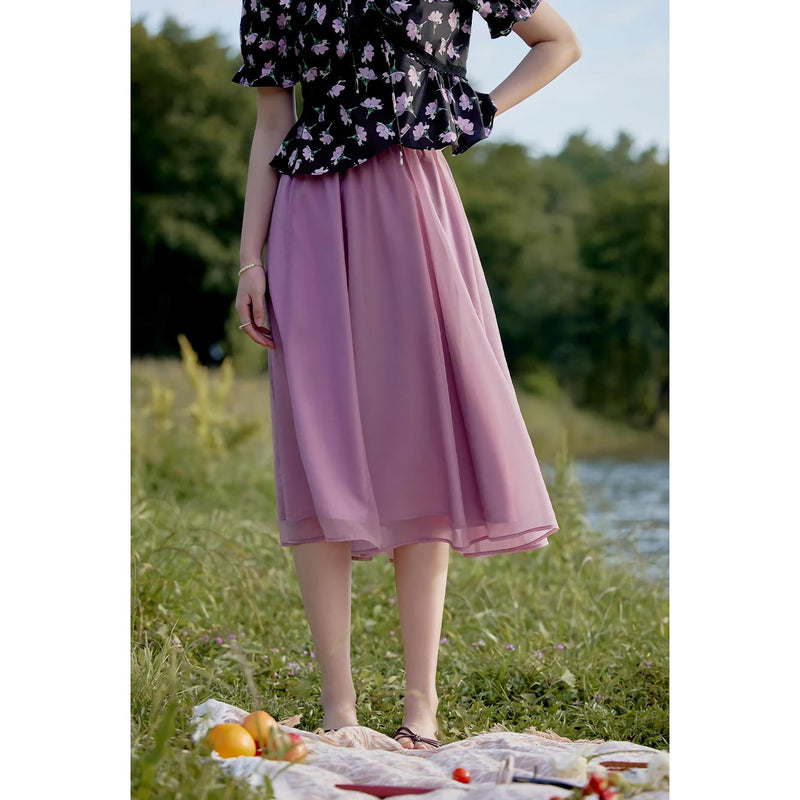 elastic waist A-line tutu skirt, view 6 - MRSLM