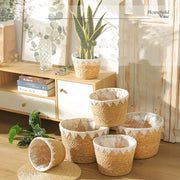 handmade woven planter basket, view 6 - MRSLM