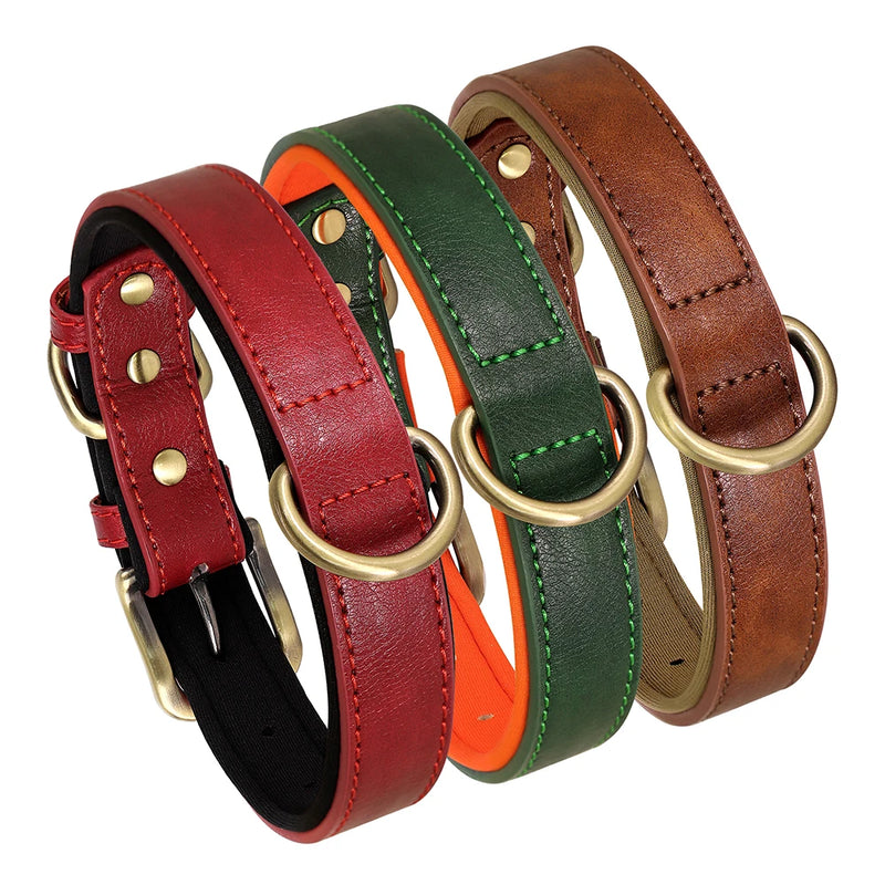 soft padded pu leather dog collar, view 9 - MRSLM