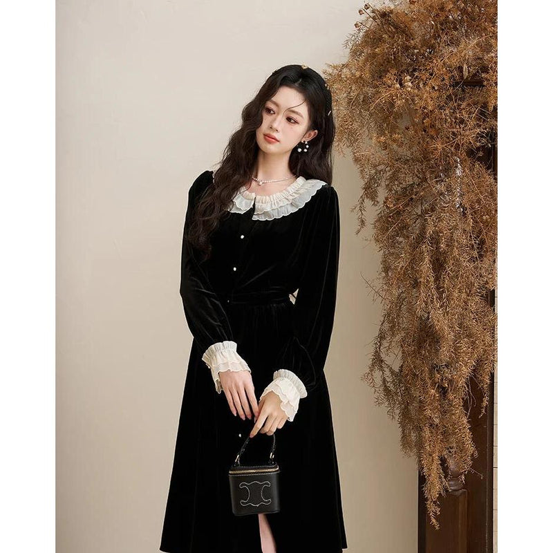velvet button down dress, view 6 - MRSLM