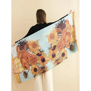 sunflower print pashmina shawl, view 2 - MRSLM