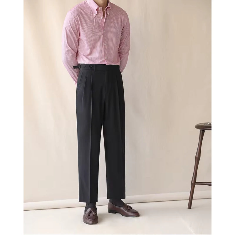 men's high waist straight leg trousers, view 5 - MRSLM