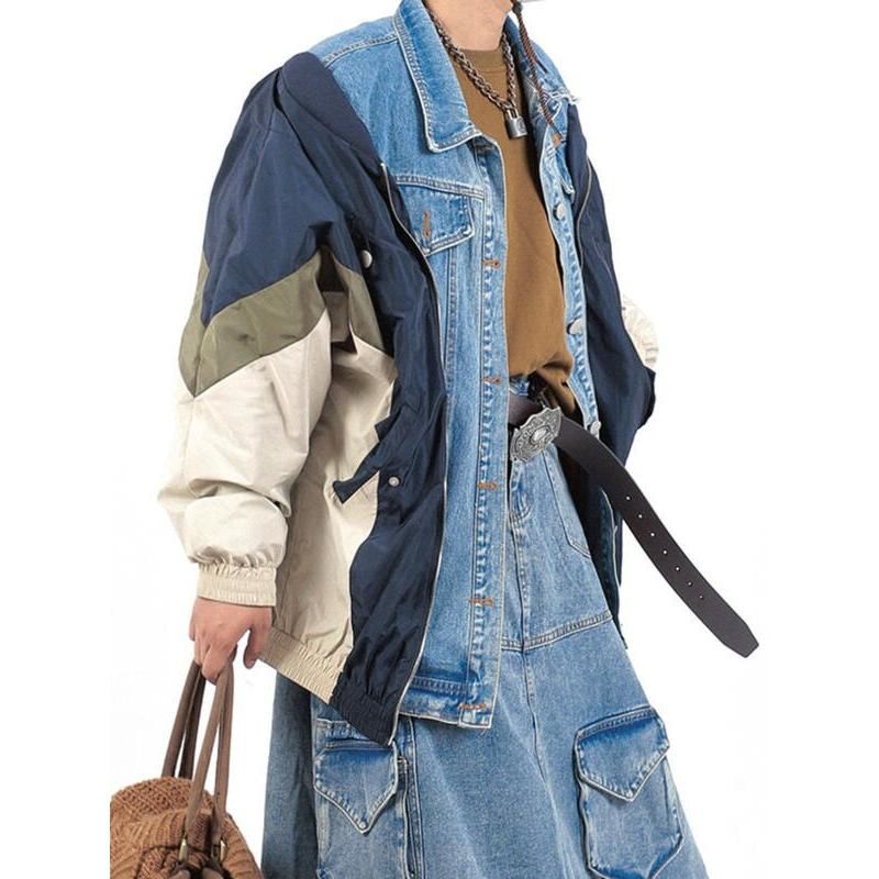 patchwork denim jacket, view 4 - MRSLM