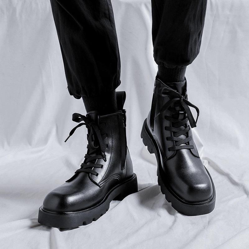 black leather ankle boots with zipper - MRSLM