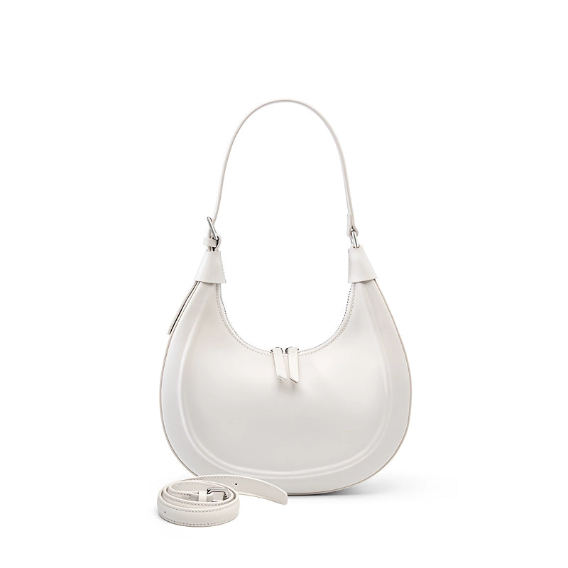 Women's half moon leather shoulder bag, view 3 - MRSLM