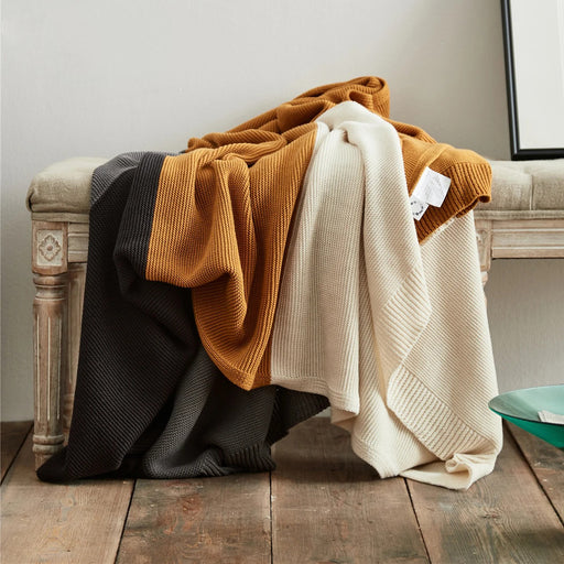 cotton knitted plaid blanket - MRSLM