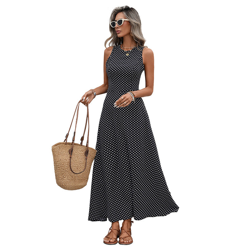 retro backless polka dot dress, view 4 - MRSLM
