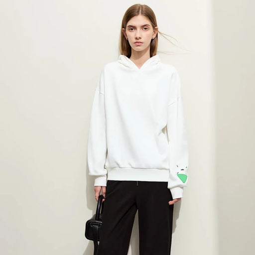 hooded cotton hoodie with geometric embroidery - MRSLM