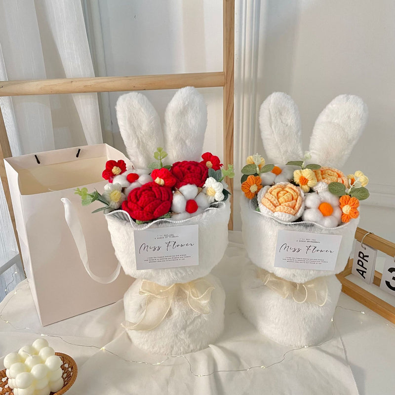 Knitted rabbit ear bouquet doll, view 4 - MRSLM