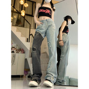 black and blue stitching retro jeans, view 4 - MRSLM