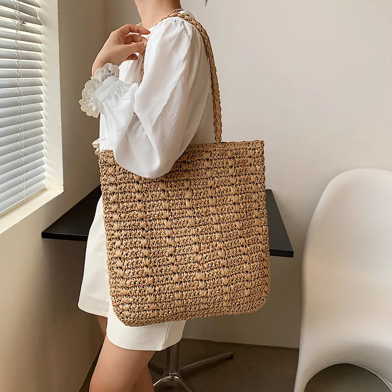 summer straw tote bag, view 5 - MRSLM