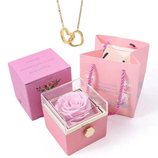 stainless steel rotating rose box heart necklace - MRSLM